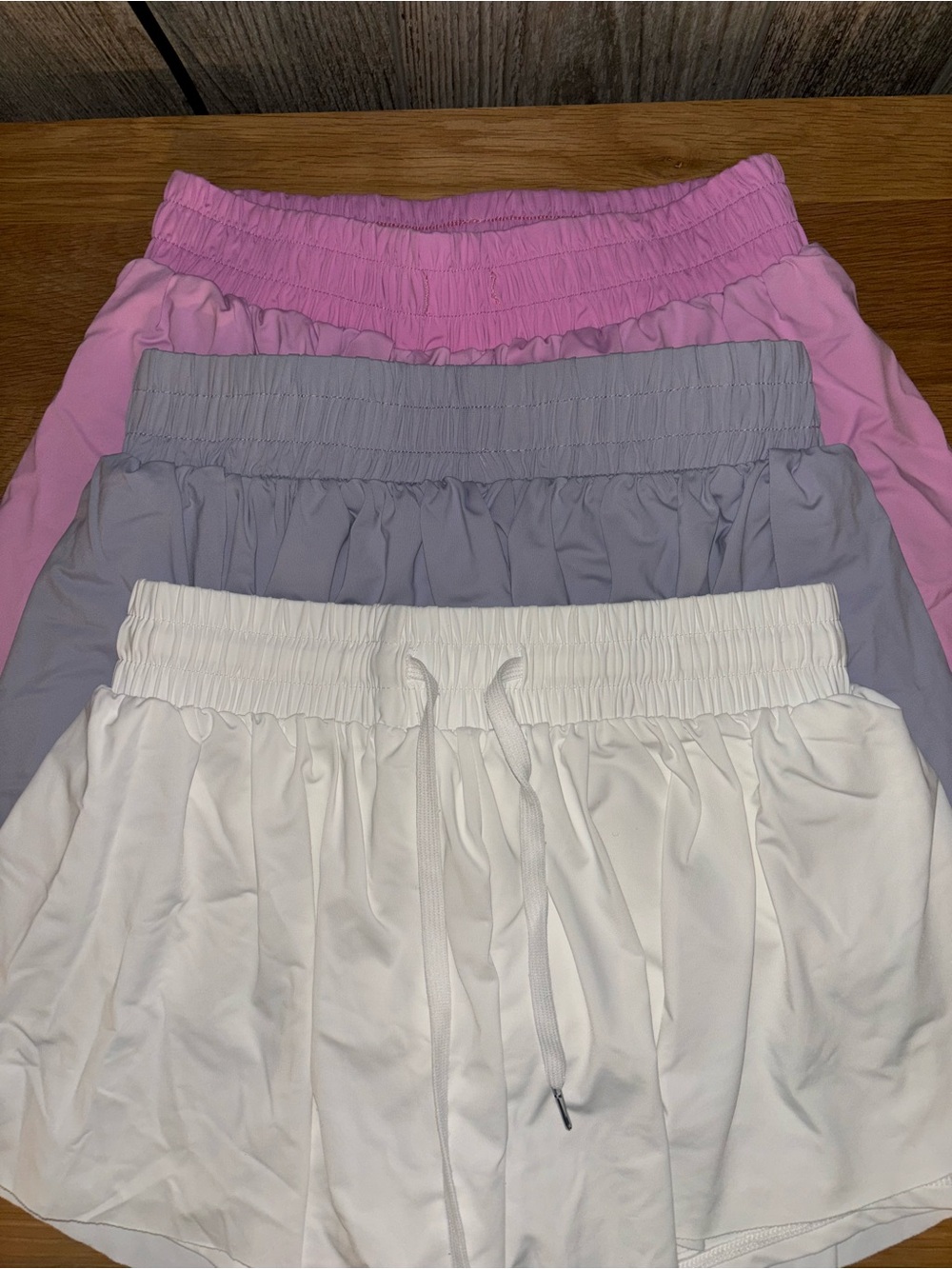 Women’s Athletic Shorts 3-Pack — White, Lavender, Pink